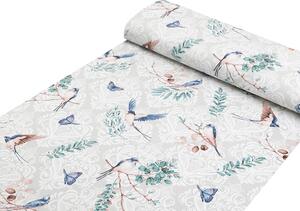 Biante Detské bavlnené posteľné obliečky do postieľky Sandra SA-471 Lastovičky s motýlikmi na svetlo sivom ornamente Do postieľky 90x120 a 40x60 cm