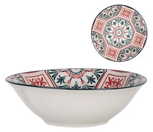 Biela keramická miska s červeným vzorom Mibbo - Ø 15*5 cm / 350 ml - Clayre & Eef