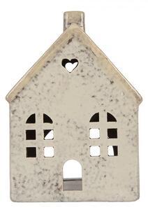 Sivý keramický domček na čajovú sviečku Lamont - 11*7*16 cm - Clayre & Eef