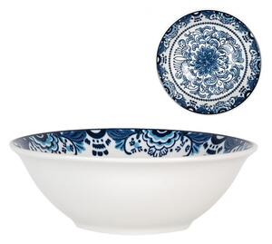 Biela keramická miska s modrým vzorom Mibbo - Ø 15*5 cm / 350 ml - Clayre & Eef