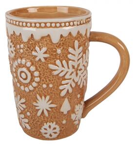 Hnedý vysoký hrnček Snowflakes - 14*10*15 cm / 575 ml - Clayre & Eef