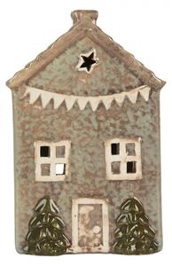 Zelený keramický domček na čajovú sviečku Lamont - 10*8*15 cm - Clayre & Eef