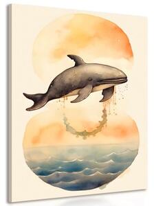 Obraz zasnená veľryba v západe slnka - 60x90