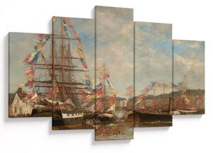 Obraz - Eugène Boudin, Festival in the Harbor of Honfleur, reprodukcia (150x105 cm)