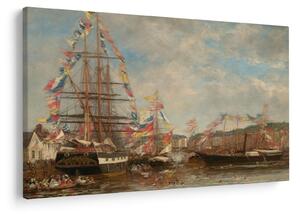 Obraz - Eugène Boudin, Festival in the Harbor of Honfleur, reprodukcia (90x60 cm)