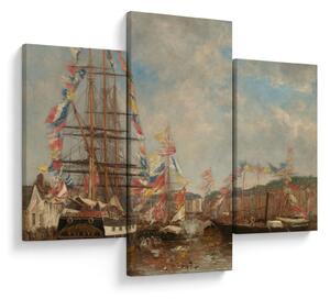 Obraz - Eugène Boudin, Festival in the Harbor of Honfleur, reprodukcia (90x60 cm)