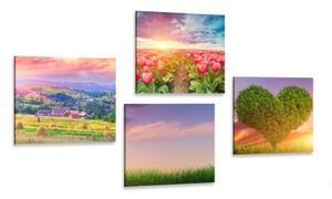Set obrazov príroda v pastelových farbách - 4x 40x40