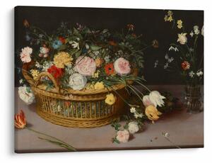 Obraz - Jan Brueghel the Elder, Flowers in a Basket and a Vase, reprodukcia (70x50 cm)