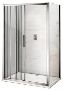 WellMall AFTER COMBI 90x80 Clear Sprchovací kút s trojdielnymi posuvnými dverami a pevnou bočnicou 8595703832802