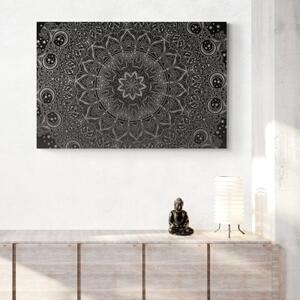 Obraz orientálna Mandala v čiernobielom prevedení - 60x40