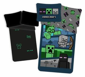Jerry Fabrics Bavlnené obliečky Minecraft Hostile Mobs svietiace, 140 x 200 cm, 70 x 90 cm