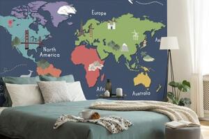 Samolepiaca tapeta mapa sveta s dominantami - 225x150