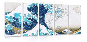 5-dielny obraz reprodukcia Veľká vlna z Kanagawa - Kacušika Hokusai - 100x50