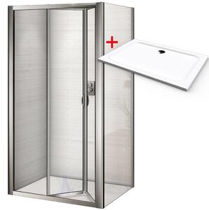 WellMall WRITE ROCKY 90x80 Sprchovací kút so zalamovacími dverami a mramorovou vaničkou 8595703826894