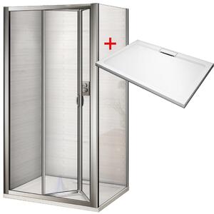 WellMall WRITE HARD 100x80 Sprchovací kút so zalamovacími dverami a mramorovou vaničkou 8595703827020