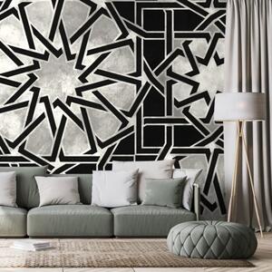 Tapeta orientálna mozaika v čiernobielom - 150x100