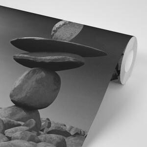 Tapeta kamene v čiernobielom mesačnom svetle - 300x200