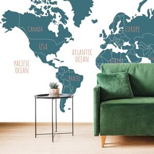 Samolepiaca tapeta moderná mapa sveta - 225x150