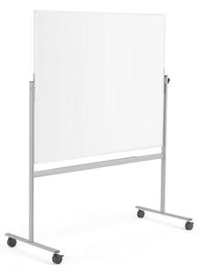 Biela magnetická tabuľa s kolieskami DORIS, obojstranná, 1500x1200 mm