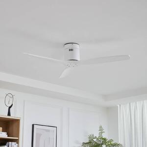 Stropný ventilátor Lucande Vindur, biely, DC, tichý, Biela / opálová, Obývacia izba / jedáleň, kov, Moderný