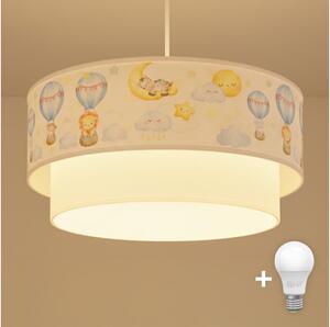 Brilagi - LED detský luster na lanku BOBO 1xE27/60W/230V pr.40 cm biela/béžová/s motívom zvierat