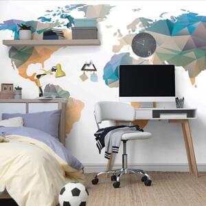 Samolepiaca tapeta polygonálna mapa sveta - 150x100