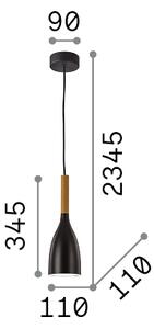 Ideal Lux - Závesný luster MANHATTAN 1xE14/40W/230V priemer 11 cm čierna/buk