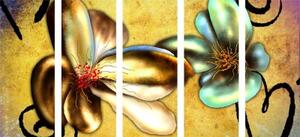 5-dielny obraz zaujímavé vintage kvety - 100x50