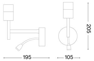Ideal Lux - LED Flexibilná lampa SET 1xE27/42W/230V + LED/3W/230V zlatá