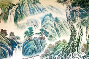 Samolepiaca tapeta čínska krajinomaľba - 225x150