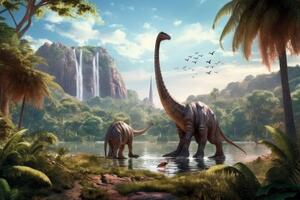 Tapeta neodhalená krajina dinosaurov - 150x100