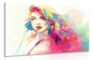 Obraz akvarelový ženský portrét - 120x80
