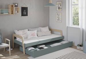 MUZZA Detská posteľ reicca s úložným priestorom 90 x 200 cm zelená