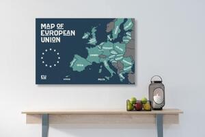 Obraz náučná mapa s názvami krajín európskej únie - 60x40