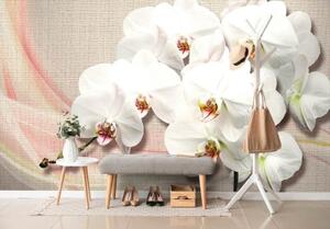 Samolepiaca tapeta biela orchidea na plátne - 375x250
