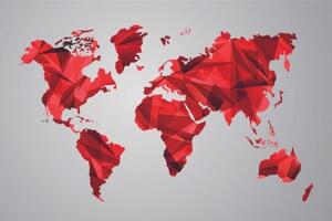 Tapeta červená mapa sveta vo vektorovej grafike - 375x250