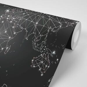Samolepiaca tapeta čiernobiela mapa sveta - 225x150