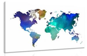 Obraz farebná mapa sveta v akvarelovom prevedení - 90x60