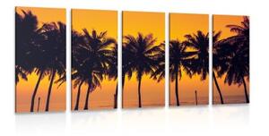 5-dielny obraz západ slnka nad palmami - 100x50