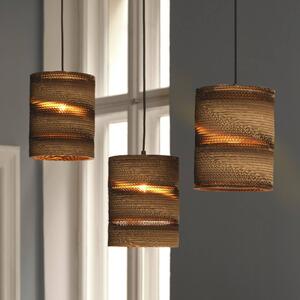 OSRAM závesné svietidlo CYLINDER, 3-pl., hnedá, Ø 20 cm, vlnitá lepenka, Hnedá / hrdzavá, Obývacia izba / jedáleň, Papier / lunolit / lunopal