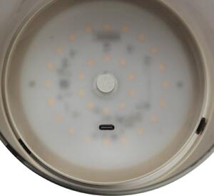 Stolová LED lampa Lumeo, Ø 13 cm, mosadzová/dymovo sivá, Hliník / sivá / zinok, Obývacia izba / jedáleň, Sklo, Stojacie svietidlo