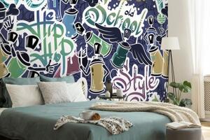 Samolepiaca tapeta veselý street art vo fialovom - 225x150