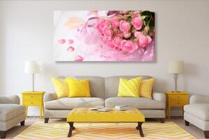 Obraz romantická ružová kytica ruží - 100x50
