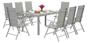 Polywood Verona hliníkový záhradný set pre 8 osôb Garden Point svetlosivý