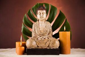 Samolepiaca fototapeta Budha s relaxačným zátiším - 450x300