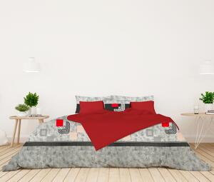 Ervi bavlnené obliečky DUO - moderný vzor štvorca/červené