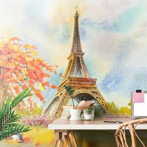 Samolepiaca tapeta Eiffelova veža v pastelových farbách - 225x150