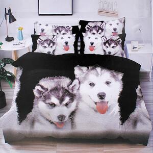 Obliečky na posteľ 3 dielna sada 5D Husky Bavlna (Balenie posteľnej bielizne: 1 perina, 1 väčší vankúš, 1 menší vankúš)