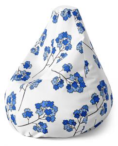 Sablio Sedací vak Pear Modré kvietie - 70 x 95 x 15 cm