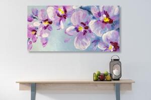 Obraz romantické fialové kvety - 100x50